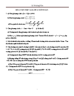 Đề luyện thi vào Lớp 10 môn Toán